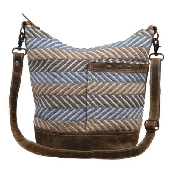 MYRA Blue Chip Recycled Military Tent Shoulder Bag - Picture 2 of 15